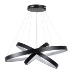 GloboStar® NEMESIS TRIO 61170 Κρεμαστό Φωτιστικό Δαχτυλίδι-Κύκλος LED CCT 120W 14723lm 360° AC 220-240V - Εναλλαγή Φωτισμού μέσω Τηλεχειριστηρίου All In One Ψυχρό 6000k+Φυσικό 4500k+Θερμό 2700k Dimmable Φ40+60+80cm - Μαύρο - 3 Years Warranty