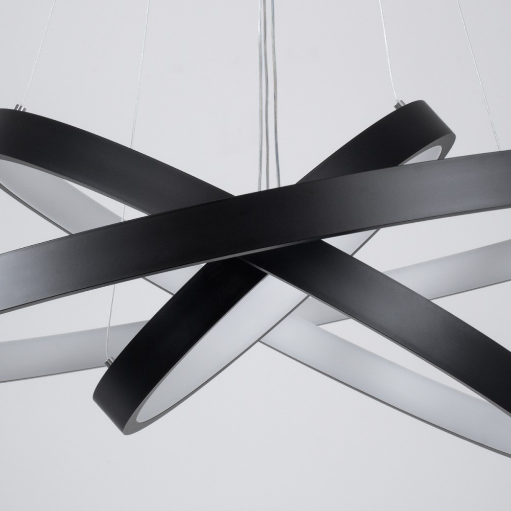 GloboStar® NEMESIS TRIO 61170 Κρεμαστό Φωτιστικό Δαχτυλίδι-Κύκλος LED CCT 120W 14723lm 360° AC 220-240V - Εναλλαγή Φωτισμού μέσω Τηλεχειριστηρίου All In One Ψυχρό 6000k+Φυσικό 4500k+Θερμό 2700k Dimmable Φ40+60+80cm - Μαύρο - 3 Years Warranty