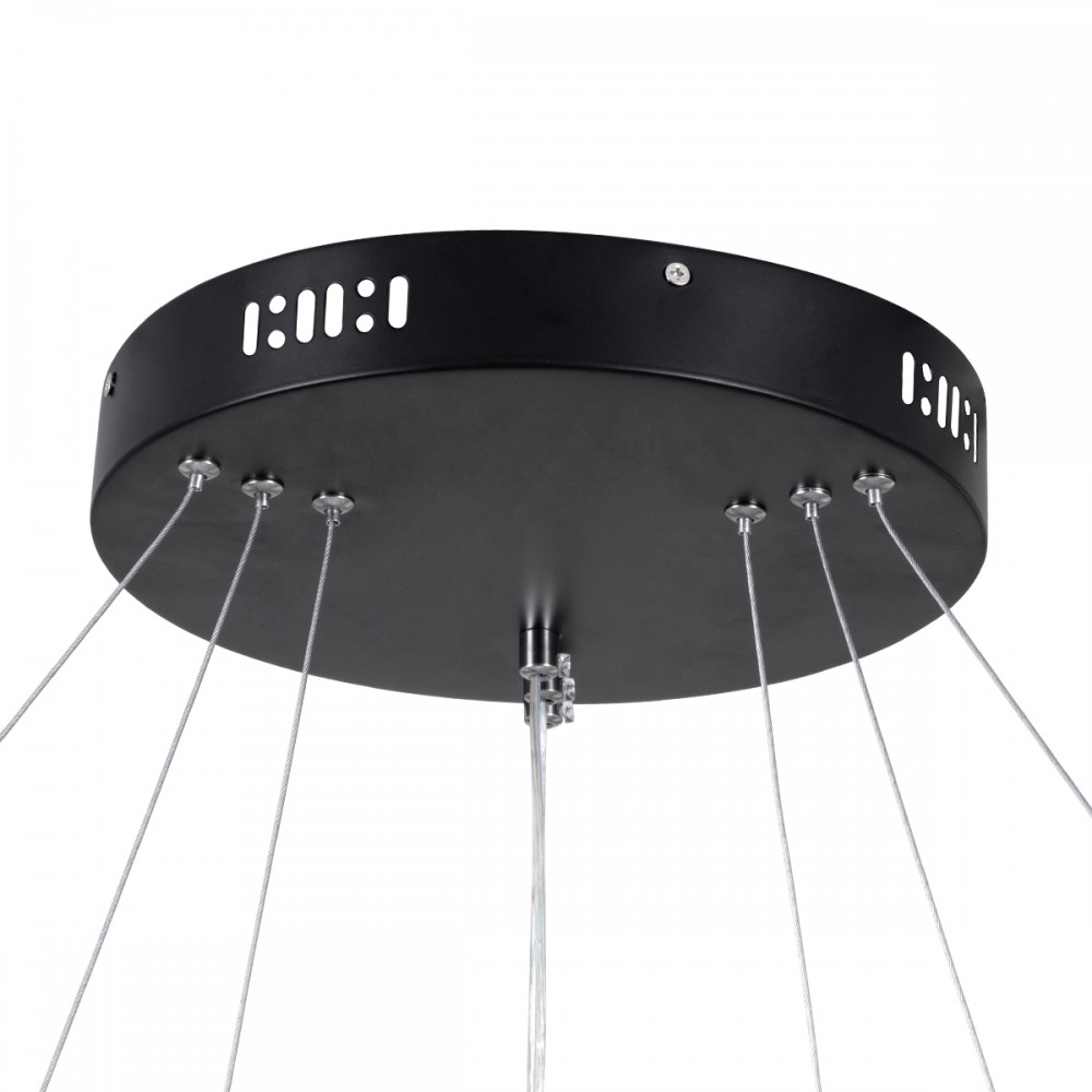 GloboStar® NEMESIS TRIO 61170 Κρεμαστό Φωτιστικό Δαχτυλίδι-Κύκλος LED CCT 120W 14723lm 360° AC 220-240V - Εναλλαγή Φωτισμού μέσω Τηλεχειριστηρίου All In One Ψυχρό 6000k+Φυσικό 4500k+Θερμό 2700k Dimmable Φ40+60+80cm - Μαύρο - 3 Years Warranty