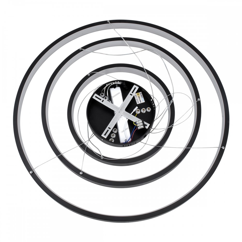 GloboStar® NEMESIS TRIO 61170 Κρεμαστό Φωτιστικό Δαχτυλίδι-Κύκλος LED CCT 120W 14723lm 360° AC 220-240V - Εναλλαγή Φωτισμού μέσω Τηλεχειριστηρίου All In One Ψυχρό 6000k+Φυσικό 4500k+Θερμό 2700k Dimmable Φ40+60+80cm - Μαύρο - 3 Years Warranty