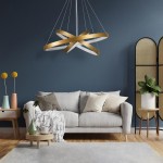 GloboStar® NEMESIS TRIO 61172 Κρεμαστό Φωτιστικό Δαχτυλίδι-Κύκλος LED CCT 120W 14723lm 360° AC 220-240V - Εναλλαγή Φωτισμού μέσω Τηλεχειριστηρίου All In One Ψυχρό 6000k+Φυσικό 4500k+Θερμό 2700k Dimmable Φ40+60+80cm - Χρυσό Βούρτσας - 3 Years Warranty