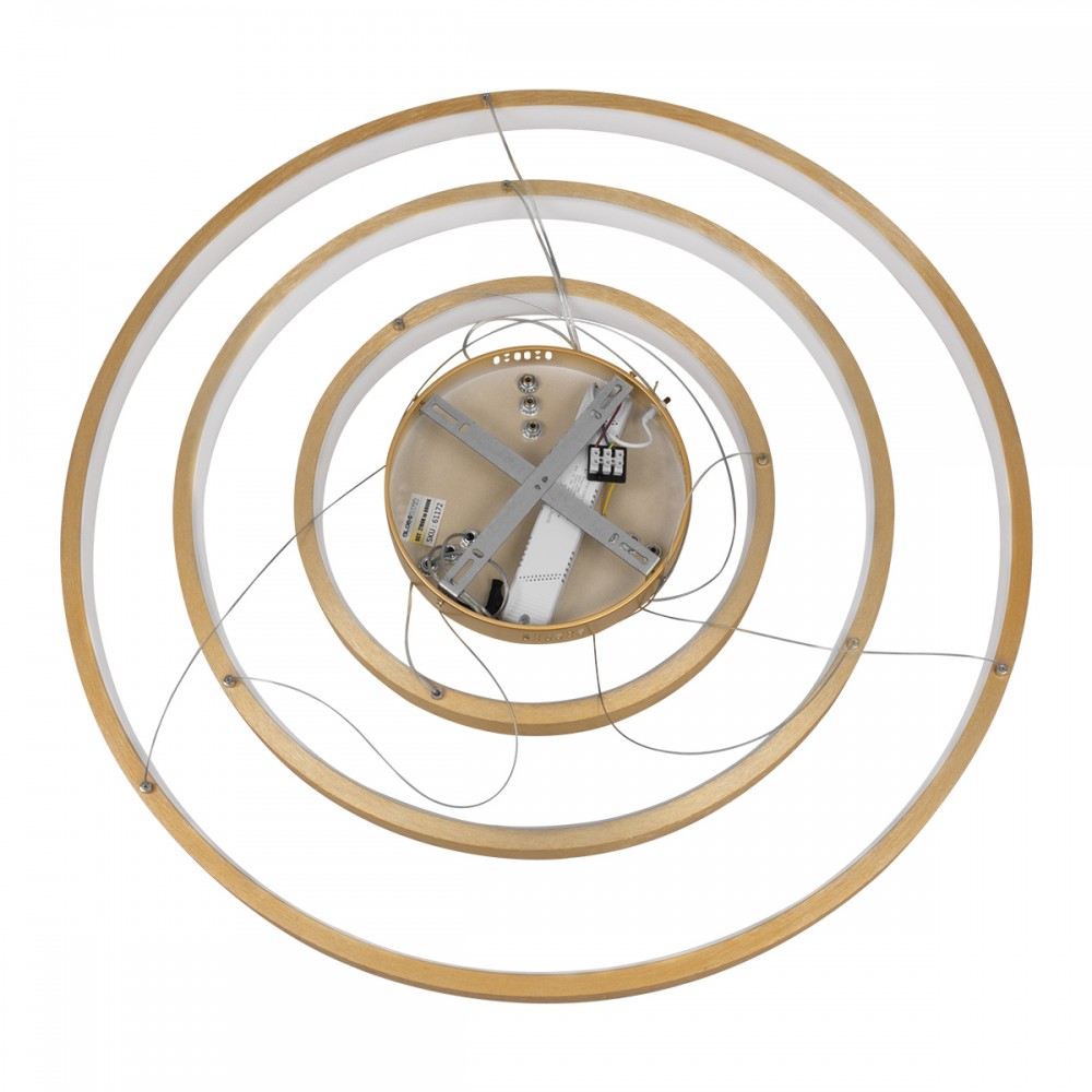 GloboStar® NEMESIS TRIO 61172 Κρεμαστό Φωτιστικό Δαχτυλίδι-Κύκλος LED CCT 120W 14723lm 360° AC 220-240V - Εναλλαγή Φωτισμού μέσω Τηλεχειριστηρίου All In One Ψυχρό 6000k+Φυσικό 4500k+Θερμό 2700k Dimmable Φ40+60+80cm - Χρυσό Βούρτσας - 3 Years Warranty