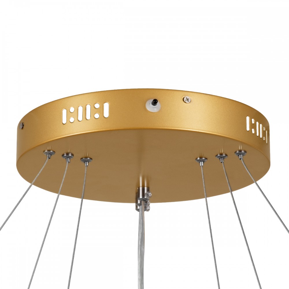 GloboStar® NEMESIS TRIO 61172-DECO Κρεμαστό Φωτιστικό Δαχτυλίδι-Κύκλος LED CCT 120W 14723lm 360° AC 220-240V - Εναλλαγή Φωτισμού μέσω Τηλεχειριστηρίου All In One Ψυχρό 6000k+Φυσικό 4500k+Θερμό 2700k Dimmable Φ40+60+80cm - Χρυσό Βούρτσας - 3 Years Warranty