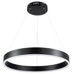 GloboStar® VENOM 61176 Κρεμαστό Φωτιστικό Δαχτυλίδι-Κύκλος LED CCT 45W 5269lm 120° AC 220-240V - Εναλλαγή Φωτισμού μέσω Τηλεχειριστηρίου All In One Ψυχρό 6000K+Φυσικό 4500K+Θερμό 2700K Dimmable Φ60cm - Μαύρο - 3 Years Warranty