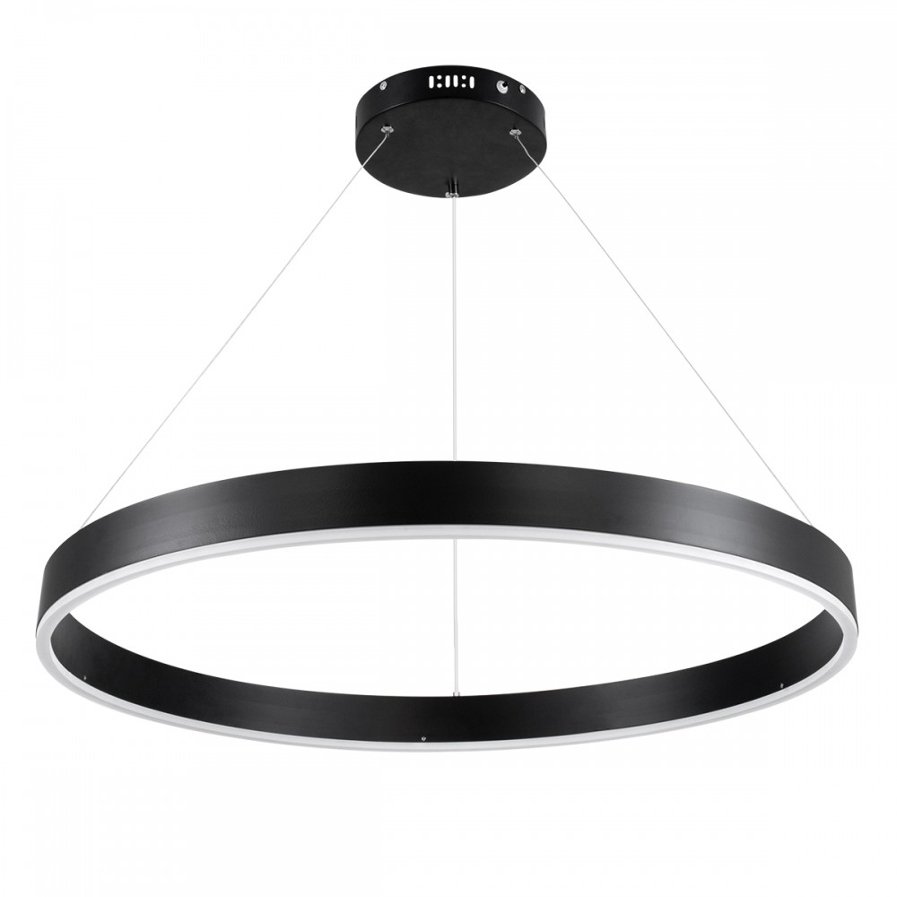 GloboStar® VENOM 61179 Κρεμαστό Φωτιστικό Δαχτυλίδι-Κύκλος LED CCT 67W 7863lm 120° AC 220-240V - Εναλλαγή Φωτισμού μέσω Τηλεχειριστηρίου All In One Ψυχρό 6000K+Φυσικό 4500K+Θερμό 2700K Dimmable Φ80cm - Μαύρο - 3 Years Warranty