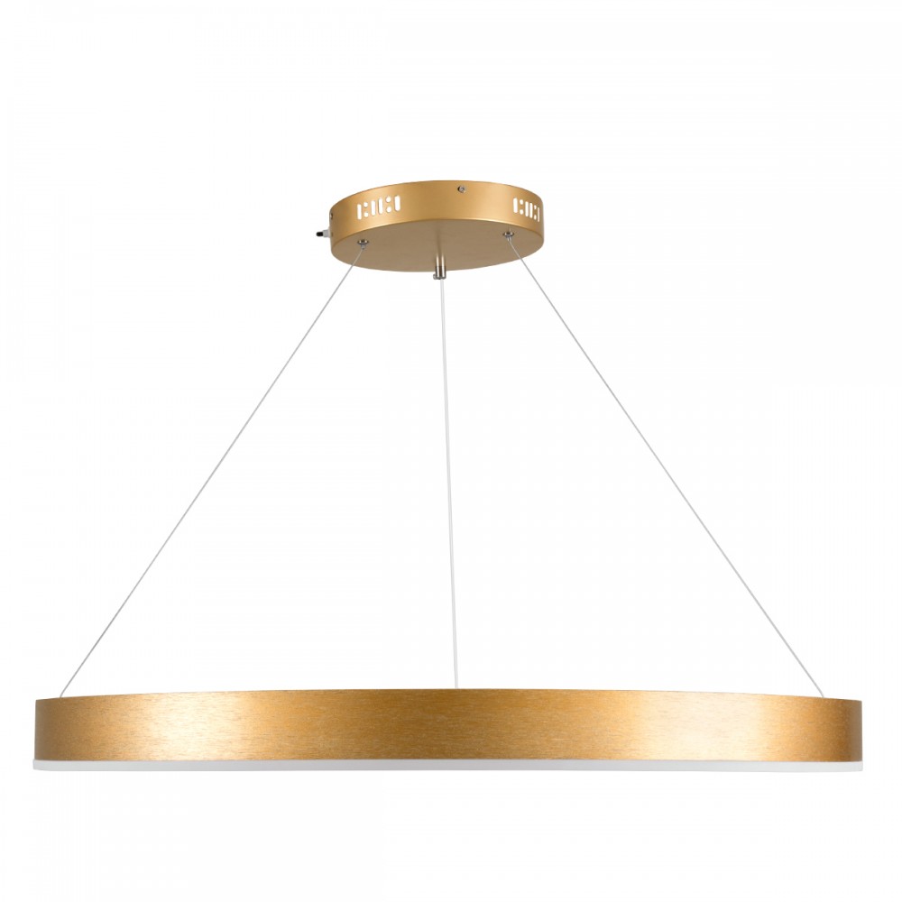 GloboStar® VENOM 61181 Κρεμαστό Φωτιστικό Δαχτυλίδι-Κύκλος LED CCT 67W 7863lm 120° AC 220-240V - Εναλλαγή Φωτισμού μέσω Τηλεχειριστηρίου All In One Ψυχρό 6000K+Φυσικό 4500K+Θερμό 2700K Dimmable Φ80cm - Χρυσό Βούρτσας - 3 Years Warranty