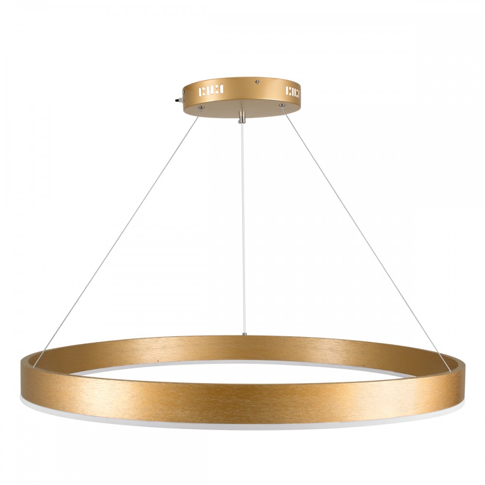 GloboStar® VENOM 61181 Κρεμαστό Φωτιστικό Δαχτυλίδι-Κύκλος LED CCT 67W 7863lm 120° AC 220-240V - Εναλλαγή Φωτισμού μέσω Τηλεχειριστηρίου All In One Ψυχρό 6000K+Φυσικό 4500K+Θερμό 2700K Dimmable Φ80cm - Χρυσό Βούρτσας - 3 Years Warranty