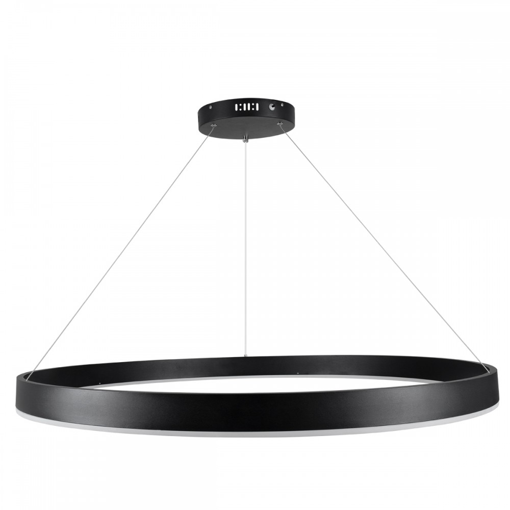 GloboStar® VENOM 61182 Κρεμαστό Φωτιστικό Δαχτυλίδι-Κύκλος LED CCT 75W 8818lm 120° AC 220-240V - Εναλλαγή Φωτισμού μέσω Τηλεχειριστηρίου All In One Ψυχρό 6000K+Φυσικό 4500K+Θερμό 2700K Dimmable Φ100cm - Μαύρο - 3 Years Warranty