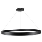 GloboStar® VENOM 61182 Κρεμαστό Φωτιστικό Δαχτυλίδι-Κύκλος LED CCT 75W 8818lm 120° AC 220-240V - Εναλλαγή Φωτισμού μέσω Τηλεχειριστηρίου All In One Ψυχρό 6000K+Φυσικό 4500K+Θερμό 2700K Dimmable Φ100cm - Μαύρο - 3 Years Warranty