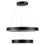 GloboStar® VENOM DUO 61185 Κρεμαστό Φωτιστικό Δαχτυλίδι-Κύκλος LED CCT 75W 8818lm 120° AC 220-240V - Εναλλαγή Φωτισμού μέσω Τηλεχειριστηρίου All In One Ψυχρό 6000K+Φυσικό 4500K+Θερμό 2700K Dimmable Φ40+60cm - Μαύρο - 3 Years Warranty