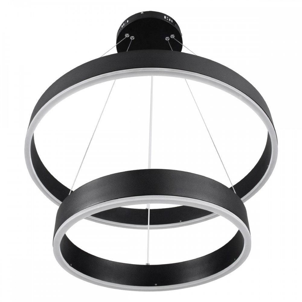 GloboStar® VENOM DUO 61185 Κρεμαστό Φωτιστικό Δαχτυλίδι-Κύκλος LED CCT 75W 8818lm 120° AC 220-240V - Εναλλαγή Φωτισμού μέσω Τηλεχειριστηρίου All In One Ψυχρό 6000K+Φυσικό 4500K+Θερμό 2700K Dimmable Φ40+60cm - Μαύρο - 3 Years Warranty