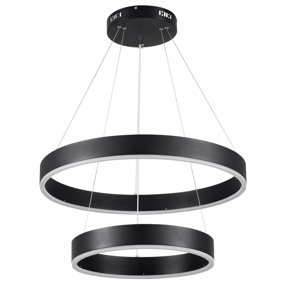 GloboStar® VENOM DUO 61185-DECO Κρεμαστό Φωτιστικό Δαχτυλίδι-Κύκλος LED CCT 75W 8818lm 120° AC 220-240V - Εναλλαγή Φωτισμού μέσω Τηλεχειριστηρίου All In One Ψυχρό 6000K+Φυσικό 4500K+Θερμό 2700K Dimmable Φ40+60cm - Μαύρο - 3 Years Warranty