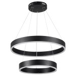 GloboStar® VENOM DUO 61185-DECO Κρεμαστό Φωτιστικό Δαχτυλίδι-Κύκλος LED CCT 75W 8818lm 120° AC 220-240V - Εναλλαγή Φωτισμού μέσω Τηλεχειριστηρίου All In One Ψυχρό 6000K+Φυσικό 4500K+Θερμό 2700K Dimmable Φ40+60cm - Μαύρο - 3 Years Warranty