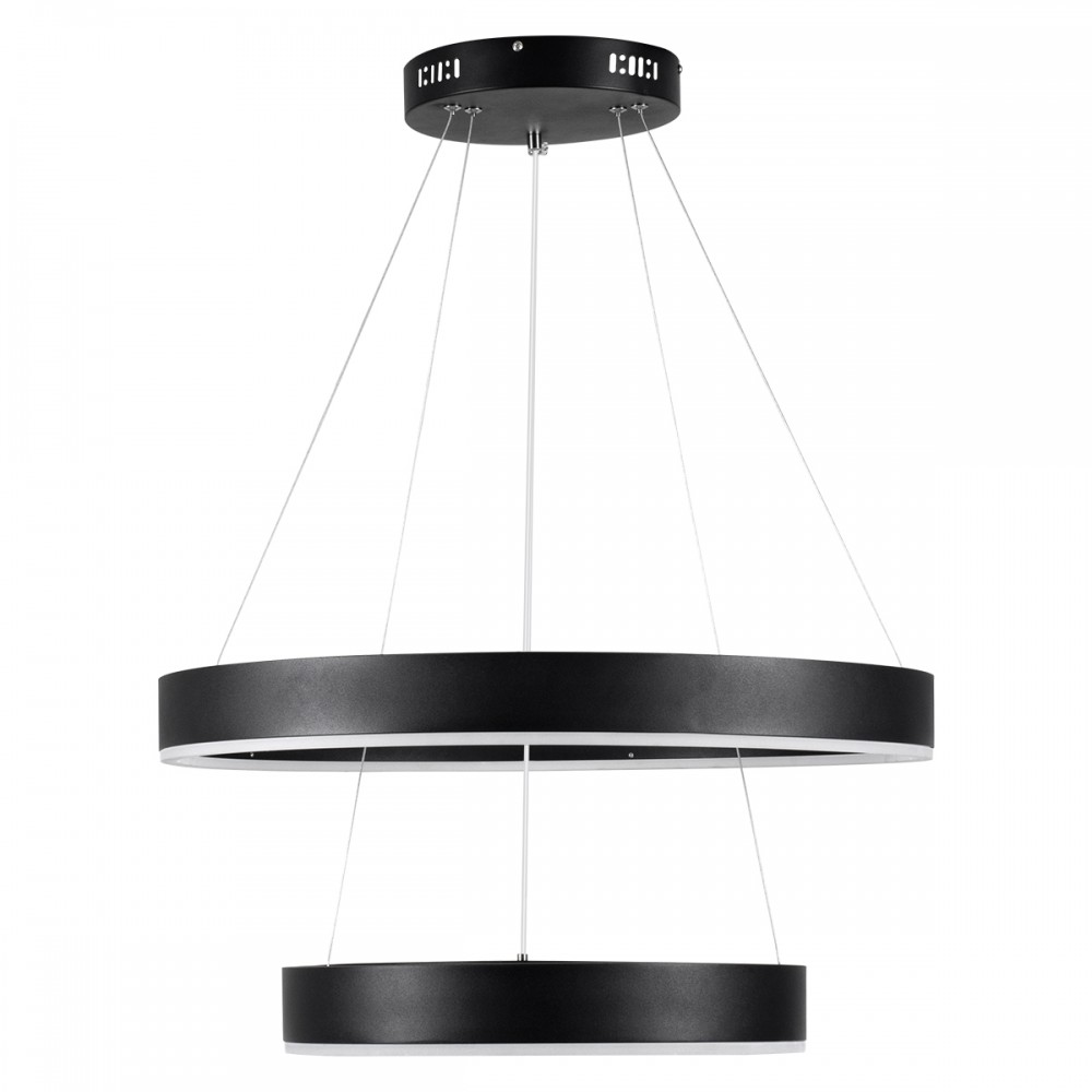 GloboStar® VENOM DUO 61185-DECO Κρεμαστό Φωτιστικό Δαχτυλίδι-Κύκλος LED CCT 75W 8818lm 120° AC 220-240V - Εναλλαγή Φωτισμού μέσω Τηλεχειριστηρίου All In One Ψυχρό 6000K+Φυσικό 4500K+Θερμό 2700K Dimmable Φ40+60cm - Μαύρο - 3 Years Warranty