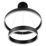 GloboStar® VENOM DUO 61185-DECO Κρεμαστό Φωτιστικό Δαχτυλίδι-Κύκλος LED CCT 75W 8818lm 120° AC 220-240V - Εναλλαγή Φωτισμού μέσω Τηλεχειριστηρίου All In One Ψυχρό 6000K+Φυσικό 4500K+Θερμό 2700K Dimmable Φ40+60cm - Μαύρο - 3 Years Warranty