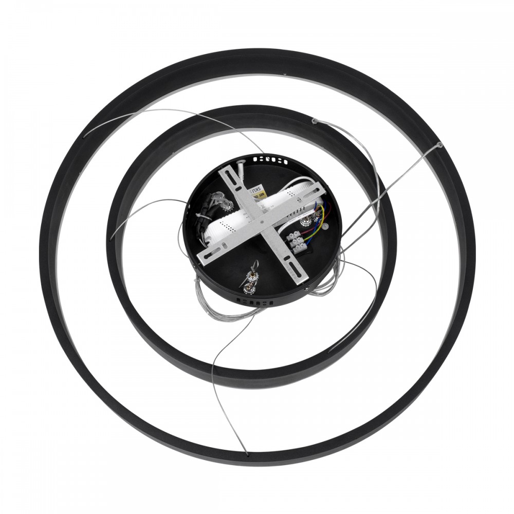 GloboStar® VENOM DUO 61185-DECO Κρεμαστό Φωτιστικό Δαχτυλίδι-Κύκλος LED CCT 75W 8818lm 120° AC 220-240V - Εναλλαγή Φωτισμού μέσω Τηλεχειριστηρίου All In One Ψυχρό 6000K+Φυσικό 4500K+Θερμό 2700K Dimmable Φ40+60cm - Μαύρο - 3 Years Warranty
