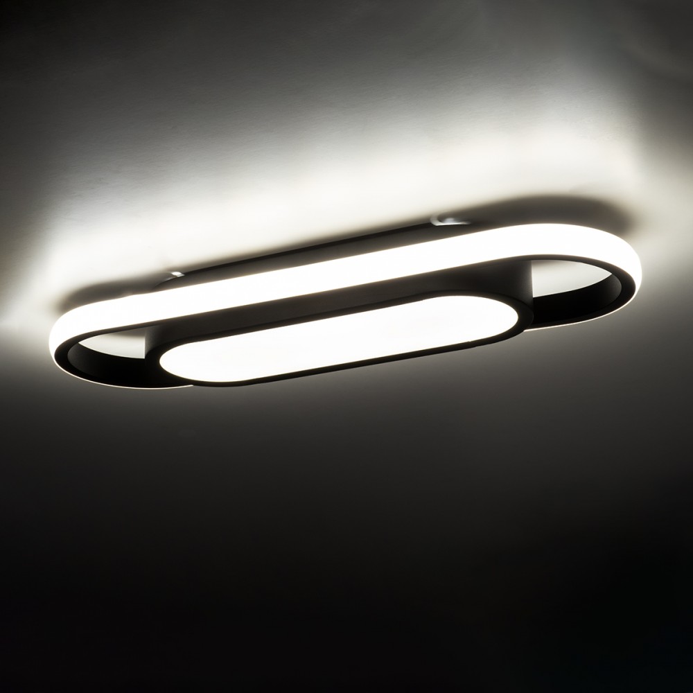 GloboStar® IGOR 61216 Φωτιστικό Οροφής Linear Design LED CCT 24W 2880lm 210° AC 220-240V - Εναλλαγή Φωτισμού μέσω Διακόπτη On/Off All In One Ψυχρό 6000k+Φυσικό 4500k+Θερμό 2700k Μ41 x Π13 x Υ4.5cm - Μαύρο - 3 Years Warranty