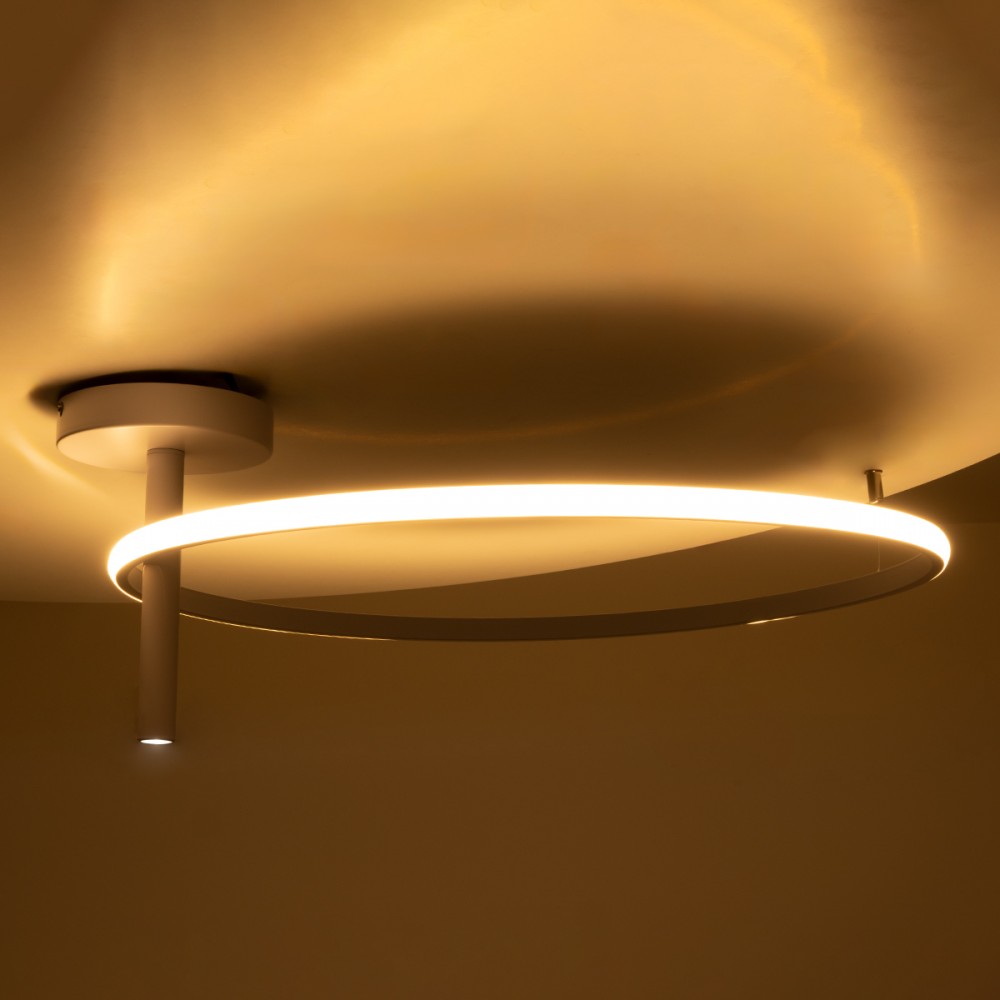 GloboStar® VERONA 61224 Φωτιστικό Οροφής Δαχτυλίδι-Κύκλος LED CCT 36W 4032lm 360° AC 220-240V - Εναλλαγή Φωτισμού μέσω Διακόπτη On/Off All In One Ψυχρό 6000k+Φυσικό 4500k+Θερμό 2700K Φ60 x Υ23cm - Λευκό - 3 Χρόνια Εγγύηση