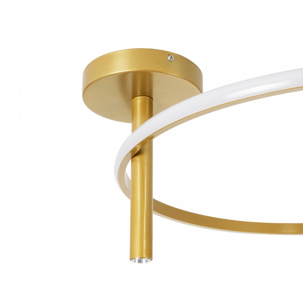 GloboStar® VERONA 61225 Φωτιστικό Οροφής Δαχτυλίδι-Κύκλος LED CCT 36W 4032lm 360° AC 220-240V - Εναλλαγή Φωτισμού μέσω Διακόπτη On/Off All In One Ψυχρό 6000k+Φυσικό 4500k+Θερμό 2700K Φ60 x Υ26cm - Χρυσό Βούρτσας - 3 Χρόνια Εγγύηση