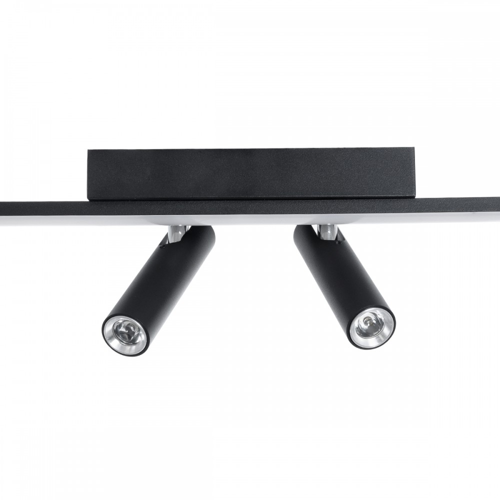 GLOBOSTAR® BARETTI 61226 Φωτιστικό Οροφής Linear Design LED CCT με Κινούμενα Σποτ LED Downlight 24W 2688lm 160° & 45° AC 220-240V IP20  - Εναλλαγή Φωτισμού μέσω Διακόπτη On/Off All In One Ψυχρό 6000k+Φυσικό 4500k+Θερμό 2700k - Μ80 x Π5.5 x Υ5 cm - Μαύ