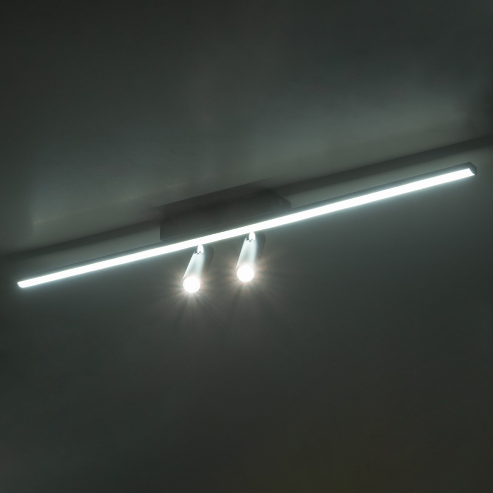 GLOBOSTAR® BARETTI 61226 Φωτιστικό Οροφής Linear Design LED CCT με Κινούμενα Σποτ LED Downlight 24W 2688lm 160° & 45° AC 220-240V IP20  - Εναλλαγή Φωτισμού μέσω Διακόπτη On/Off All In One Ψυχρό 6000k+Φυσικό 4500k+Θερμό 2700k - Μ80 x Π5.5 x Υ5 cm - Μαύ