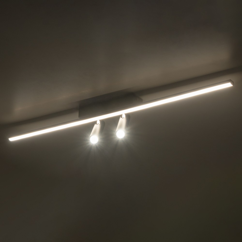 GLOBOSTAR® BARETTI 61226 Φωτιστικό Οροφής Linear Design LED CCT με Κινούμενα Σποτ LED Downlight 24W 2688lm 160° & 45° AC 220-240V IP20  - Εναλλαγή Φωτισμού μέσω Διακόπτη On/Off All In One Ψυχρό 6000k+Φυσικό 4500k+Θερμό 2700k - Μ80 x Π5.5 x Υ5 cm - Μαύ