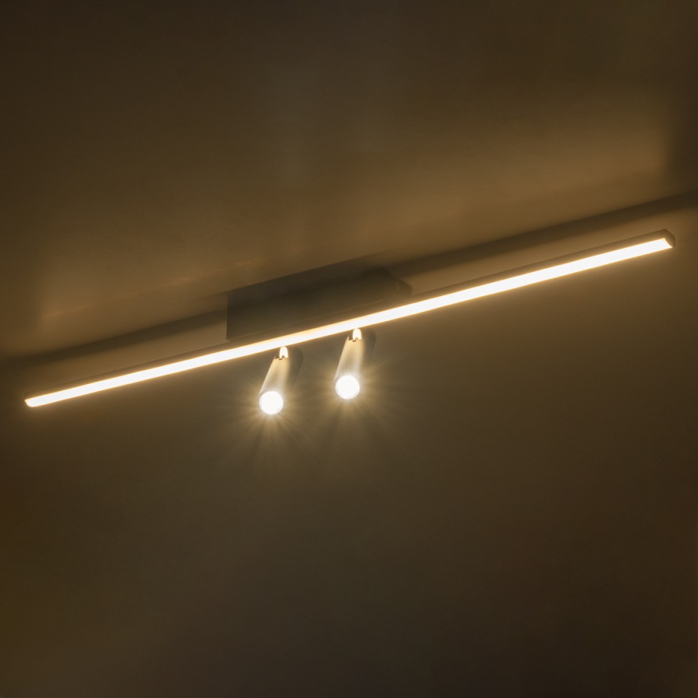 GLOBOSTAR® BARETTI 61226 Φωτιστικό Οροφής Linear Design LED CCT με Κινούμενα Σποτ LED Downlight 24W 2688lm 160° & 45° AC 220-240V IP20  - Εναλλαγή Φωτισμού μέσω Διακόπτη On/Off All In One Ψυχρό 6000k+Φυσικό 4500k+Θερμό 2700k - Μ80 x Π5.5 x Υ5 cm - Μαύ