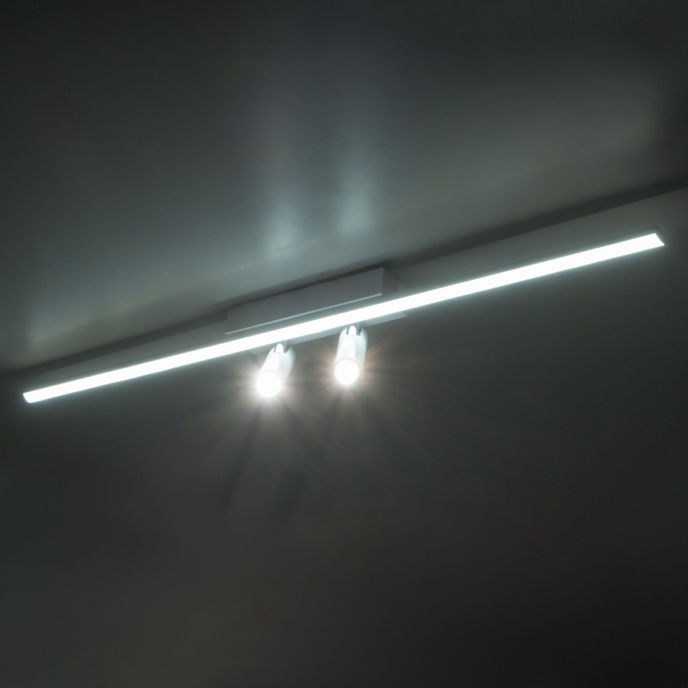 GLOBOSTAR® BARETTI 61227 Φωτιστικό Οροφής Linear Design LED CCT με Κινούμενα Σποτ LED Downlight 24W 2688lm 160° & 45° AC 220-240V IP20  - Εναλλαγή Φωτισμού μέσω Διακόπτη On/Off All In One Ψυχρό 6000k+Φυσικό 4500k+Θερμό 2700k - Μ80 x Π5.5 x Υ5 cm - Λευ