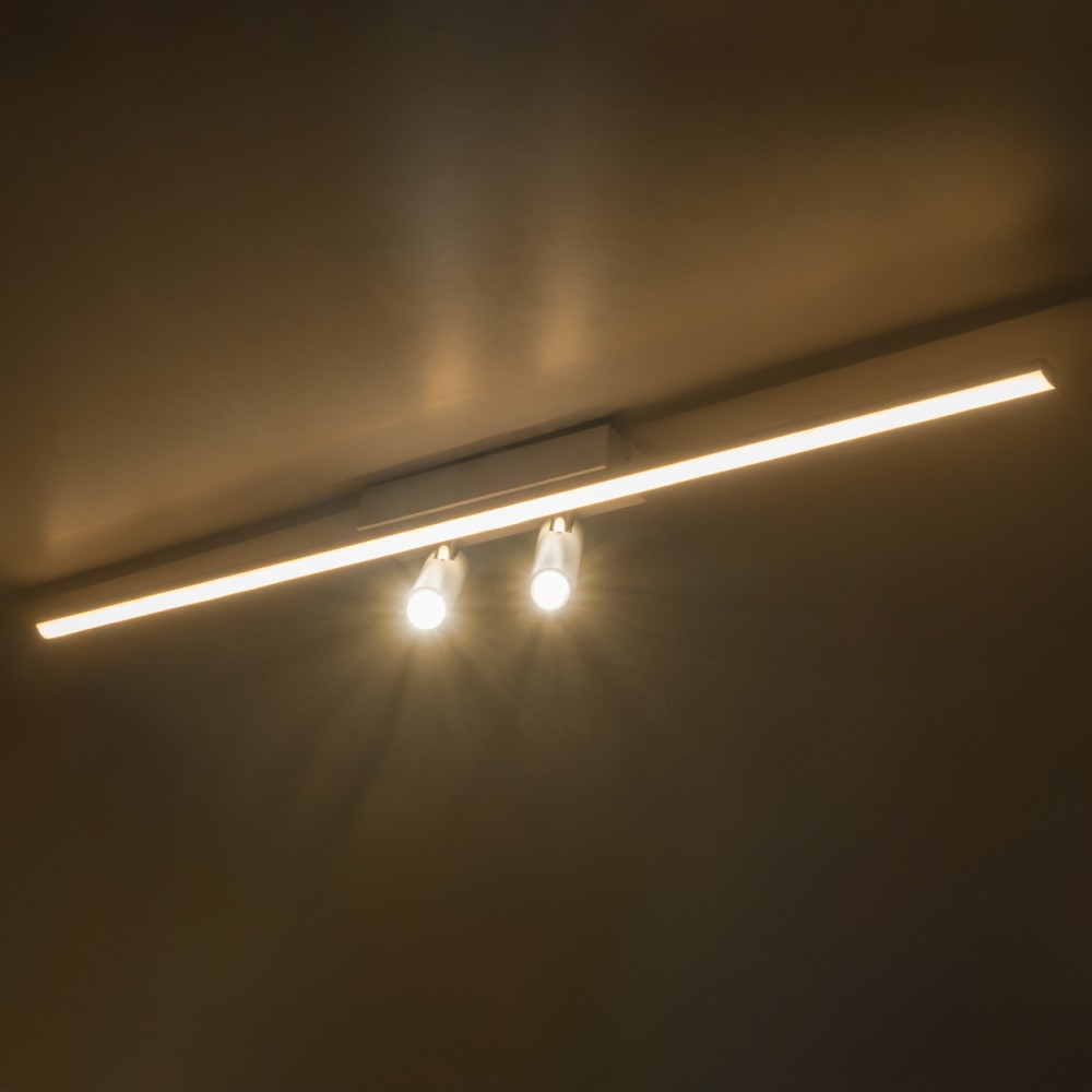 GLOBOSTAR® BARETTI 61227 Φωτιστικό Οροφής Linear Design LED CCT με Κινούμενα Σποτ LED Downlight 24W 2688lm 160° & 45° AC 220-240V IP20  - Εναλλαγή Φωτισμού μέσω Διακόπτη On/Off All In One Ψυχρό 6000k+Φυσικό 4500k+Θερμό 2700k - Μ80 x Π5.5 x Υ5 cm - Λευ