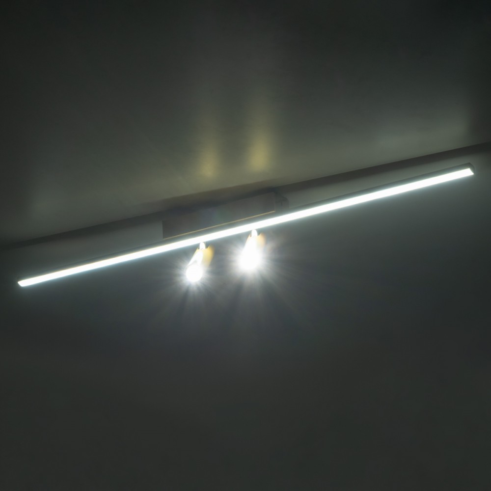 GLOBOSTAR® BARETTI 61228 Φωτιστικό Οροφής Linear Design LED CCT με Κινούμενα Σποτ LED Downlight 24W 2688lm 160° & 45° AC 220-240V IP20  - Εναλλαγή Φωτισμού μέσω Διακόπτη On/Off All In One Ψυχρό 6000k+Φυσικό 4500k+Θερμό 2700k - Μ80 x Π5.5 x Υ5 cm - Χρυ