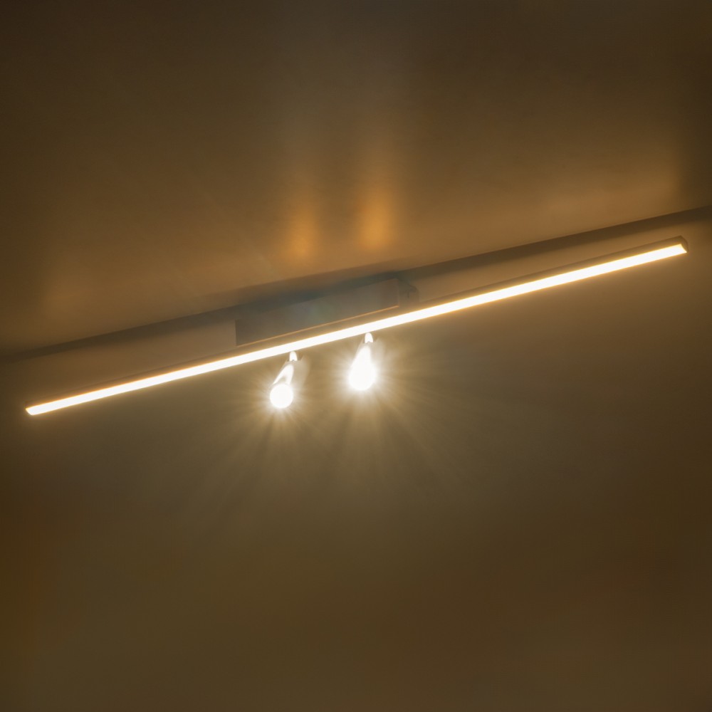 GLOBOSTAR® BARETTI 61228 Φωτιστικό Οροφής Linear Design LED CCT με Κινούμενα Σποτ LED Downlight 24W 2688lm 160° & 45° AC 220-240V IP20  - Εναλλαγή Φωτισμού μέσω Διακόπτη On/Off All In One Ψυχρό 6000k+Φυσικό 4500k+Θερμό 2700k - Μ80 x Π5.5 x Υ5 cm - Χρυ