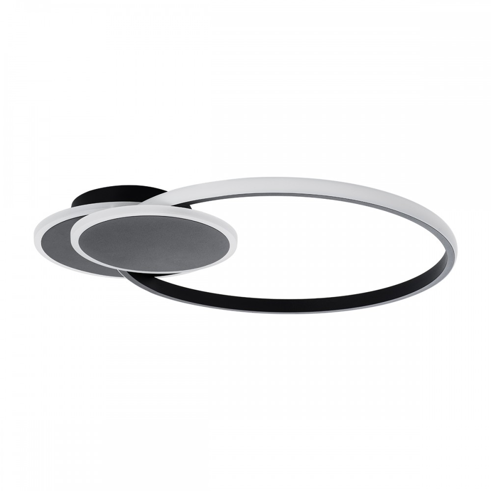 GloboStar® CIRCUO 61229 Φωτιστικό Οροφής Δαχτυλίδι-Κύκλος LED CCT 75W 8400lm 360° AC 220-240V - Εναλλαγή Φωτισμού μέσω Τηλεχειριστηρίου All In One Ψυχρό 6000k+Φυσικό 4500k+Θερμό 2700k Dimmable Μ53 x Π42.5 x Υ9cm - Μαύρο - 3 Years Warranty