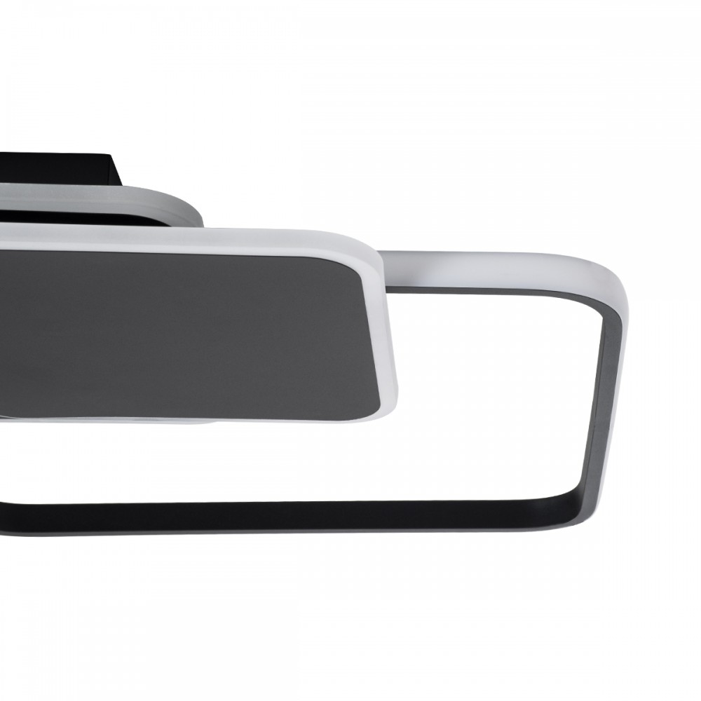 GloboStar® SQUARO 61231 Φωτιστικό Οροφής Δαχτυλίδι-Κύκλος LED CCT 75W 8400lm 360° AC 220-240V - Εναλλαγή Φωτισμού μέσω Τηλεχειριστηρίου All In One Ψυχρό 6000k+Φυσικό 4500k+Θερμό 2700k Dimmable Μ48.5 x Π51 x Υ9cm - Μαύρο - 3 Years Warranty