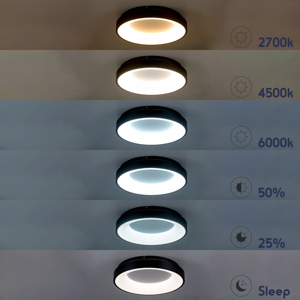 GloboStar® SALEM 61234 Πλαφονιέρα Οροφής Δαχτυλίδι-Κύκλος LED CCT 75W 8625lm 120° AC 220-240V - Εναλλαγή Φωτισμού μέσω Τηλεχειριστηρίου All In One Ψυχρό 6000k+Φυσικό 4500k+Θερμό 2700k Dimmable Φ45cm - Ασημί - 3 Years Warranty