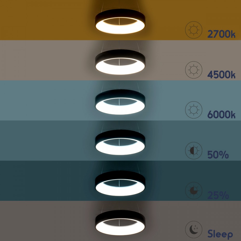 GloboStar® SALEM 61243 Κρεμαστή Πλαφονιέρα Οροφής Δαχτυλίδι-Κύκλος LED CCT 75W 8625lm 120° AC 220-240V - Εναλλαγή Φωτισμού μέσω Τηλεχειριστηρίου All In One Ψυχρό 6000k+Φυσικό 4500k+Θερμό 2700k Dimmable Φ45cm - Χρυσό Σαμπανιζέ - 3 Years Warranty