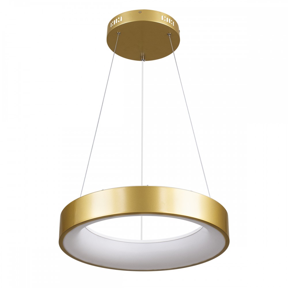 GloboStar® SALEM 61243 Κρεμαστή Πλαφονιέρα Οροφής Δαχτυλίδι-Κύκλος LED CCT 75W 8625lm 120° AC 220-240V - Εναλλαγή Φωτισμού μέσω Τηλεχειριστηρίου All In One Ψυχρό 6000k+Φυσικό 4500k+Θερμό 2700k Dimmable Φ45cm - Χρυσό Σαμπανιζέ - 3 Years Warranty