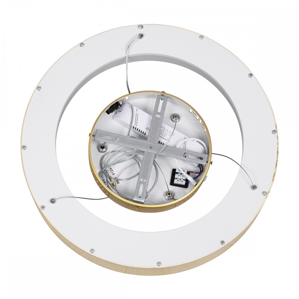 GloboStar® SALEM 61243 Κρεμαστή Πλαφονιέρα Οροφής Δαχτυλίδι-Κύκλος LED CCT 75W 8625lm 120° AC 220-240V - Εναλλαγή Φωτισμού μέσω Τηλεχειριστηρίου All In One Ψυχρό 6000k+Φυσικό 4500k+Θερμό 2700k Dimmable Φ45cm - Χρυσό Σαμπανιζέ - 3 Years Warranty