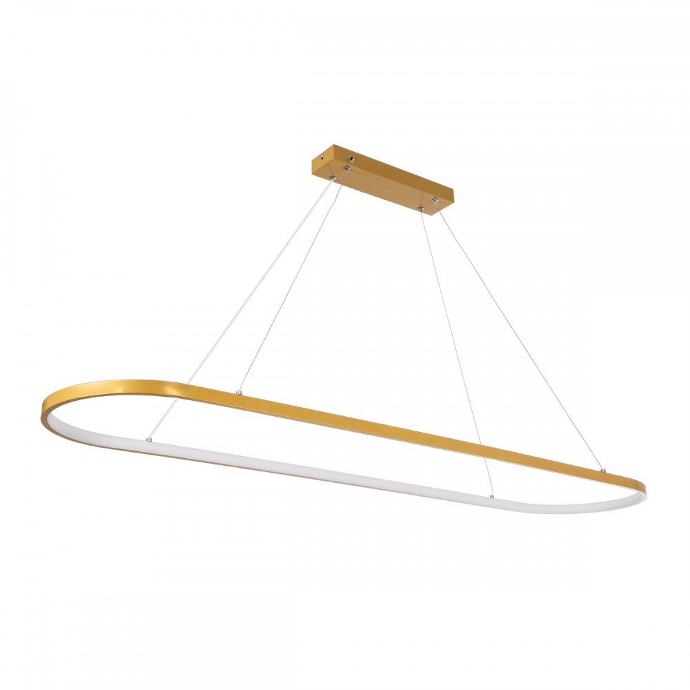 GloboStar® BOLIVAR 61274 Κρεμαστό Φωτιστικό Οροφής Design LED CCT 54W 6210lm 300° AC 220-240V - Εναλλαγή Φωτισμού μέσω Τηλεχειριστηρίου All In One Ψυχρό 6000k+Φυσικό 4500k+Θερμό 2700k Dimmable Μ120 x Π30 x Υ2cm - Χρυσό Βούρτσας - 3 Years Warranty