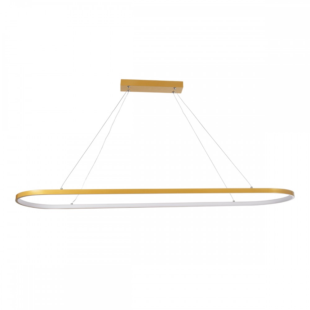 GloboStar® BOLIVAR 61274 Κρεμαστό Φωτιστικό Οροφής Design LED CCT 54W 6210lm 300° AC 220-240V - Εναλλαγή Φωτισμού μέσω Τηλεχειριστηρίου All In One Ψυχρό 6000k+Φυσικό 4500k+Θερμό 2700k Dimmable Μ120 x Π30 x Υ2cm - Χρυσό Βούρτσας - 3 Years Warranty