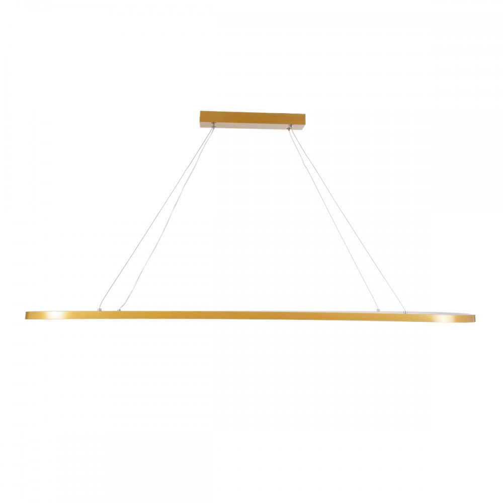 GloboStar® BOLIVAR 61274 Κρεμαστό Φωτιστικό Οροφής Design LED CCT 54W 6210lm 300° AC 220-240V - Εναλλαγή Φωτισμού μέσω Τηλεχειριστηρίου All In One Ψυχρό 6000k+Φυσικό 4500k+Θερμό 2700k Dimmable Μ120 x Π30 x Υ2cm - Χρυσό Βούρτσας - 3 Years Warranty