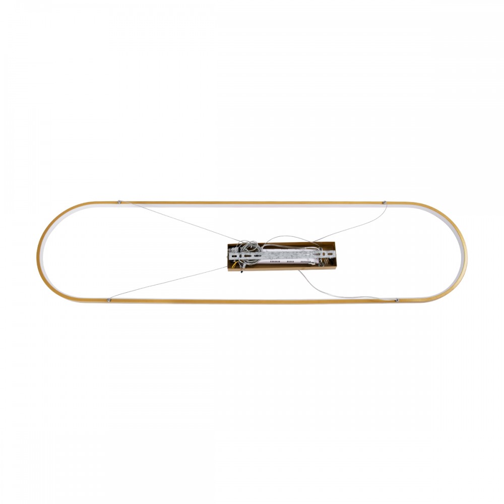GloboStar® BOLIVAR 61274 Κρεμαστό Φωτιστικό Οροφής Design LED CCT 54W 6210lm 300° AC 220-240V - Εναλλαγή Φωτισμού μέσω Τηλεχειριστηρίου All In One Ψυχρό 6000k+Φυσικό 4500k+Θερμό 2700k Dimmable Μ120 x Π30 x Υ2cm - Χρυσό Βούρτσας - 3 Years Warranty