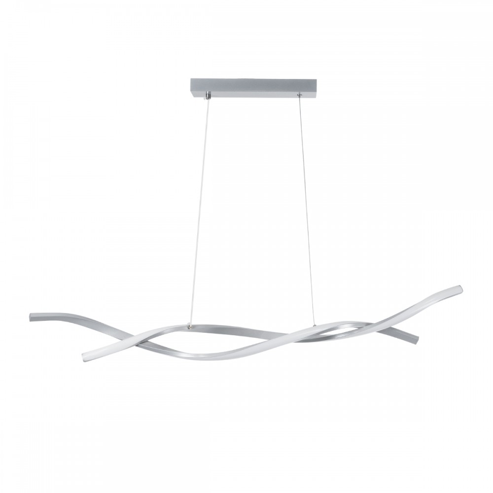 GloboStar® MORALES 61277 Κρεμαστό Φωτιστικό Οροφής Design LED CCT 54W 6048lm 200° AC 220-240V - Εναλλαγή Φωτισμού μέσω Τηλεχειριστηρίου All In One Ψυχρό 6000k+Φυσικό 4500k+Θερμό 2700K Dimmable Μ90 x Π14 x Υ14cm - Ασημί Βούρτσας - 3 Χρόνια Εγγύηση