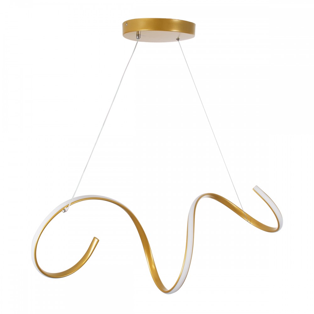 GloboStar® SPIRALE 61286 Κρεμαστό Φωτιστικό Οροφής Design LED CCT 75W 8400lm 300° AC 220-240V - Εναλλαγή Φωτισμού μέσω Τηλεχειριστηρίου All In One Ψυχρό 6000k+Φυσικό 4500k+Θερμό 2700k Dimmable Μ72 x Π25 x Υ30cm - Χρυσό Βούρτσας - 3 Years Warranty