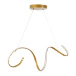 GloboStar® SPIRALE 61286 Κρεμαστό Φωτιστικό Οροφής Design LED CCT 75W 8400lm 300° AC 220-240V - Εναλλαγή Φωτισμού μέσω Τηλεχειριστηρίου All In One Ψυχρό 6000k+Φυσικό 4500k+Θερμό 2700k Dimmable Μ72 x Π25 x Υ30cm - Χρυσό Βούρτσας - 3 Years Warranty