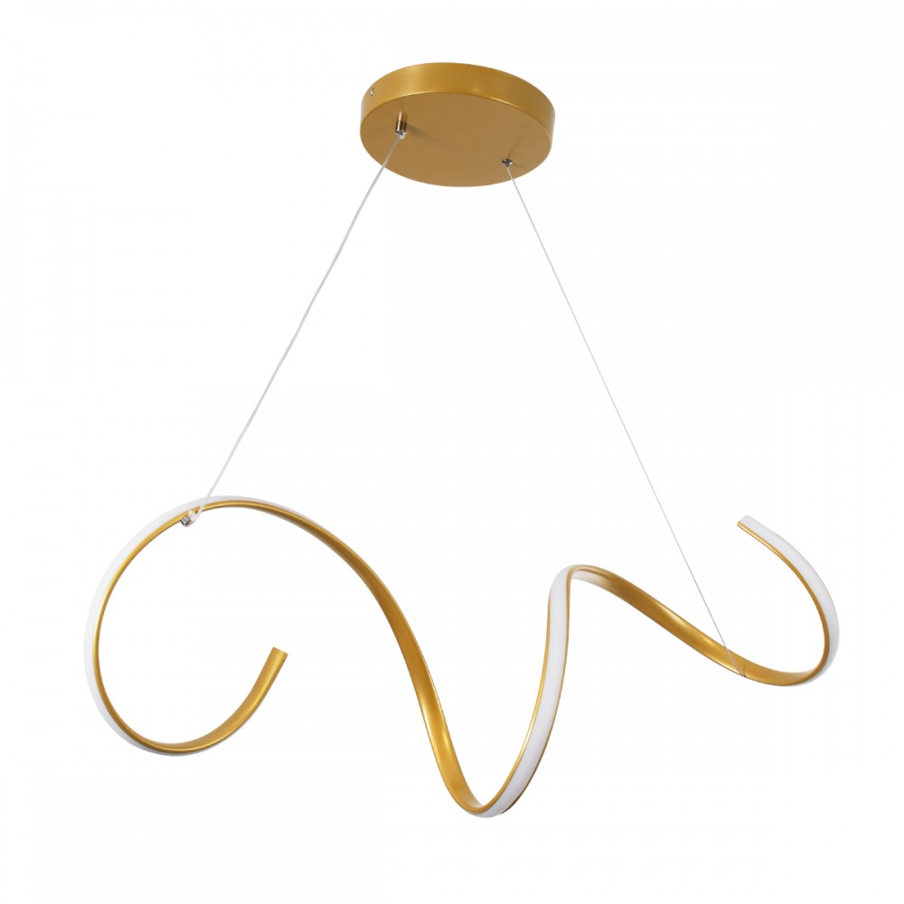 GloboStar® SPIRALE 61286 Κρεμαστό Φωτιστικό Οροφής Design LED CCT 75W 8400lm 300° AC 220-240V - Εναλλαγή Φωτισμού μέσω Τηλεχειριστηρίου All In One Ψυχρό 6000k+Φυσικό 4500k+Θερμό 2700k Dimmable Μ72 x Π25 x Υ30cm - Χρυσό Βούρτσας - 3 Years Warranty