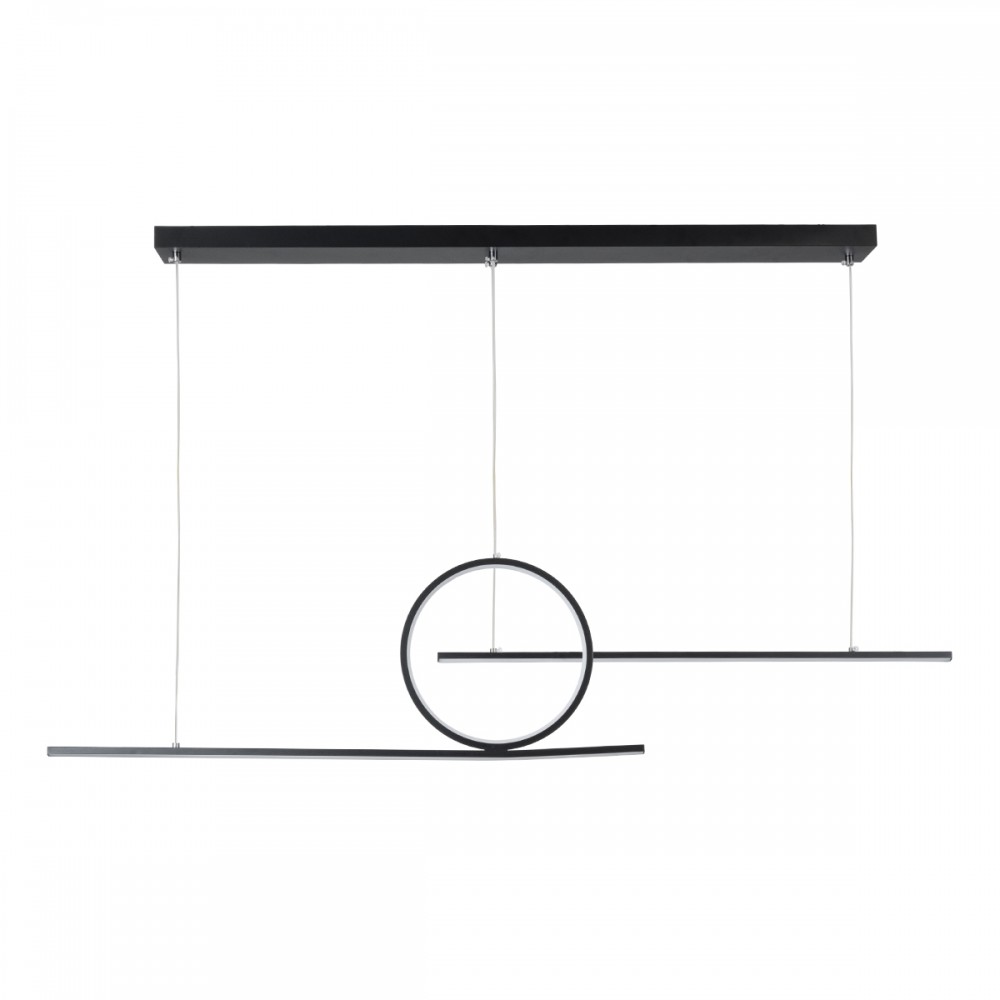 GloboStar® TEREZA 61288 Κρεμαστό Φωτιστικό Οροφής Design LED CCT 67W 7504lm 300° AC 220-240V - Εναλλαγή Φωτισμού μέσω Τηλεχειριστηρίου All In One Ψυχρό 6000k+Φυσικό 4500k+Θερμό 2700K Dimmable Μ110 x Π4.5 x Υ34cm - Μαύρο - 3 Χρόνια Εγγύηση