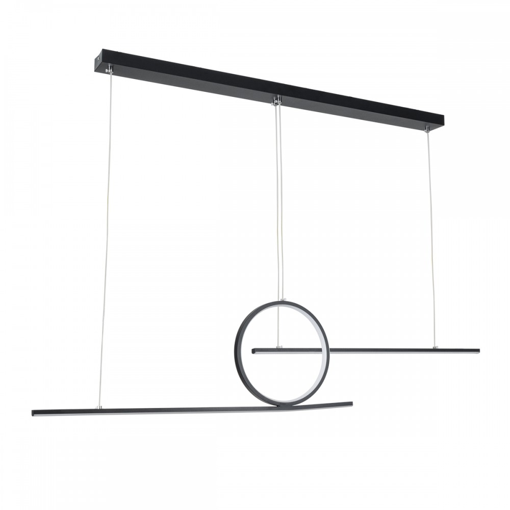 GloboStar® TEREZA 61288 Κρεμαστό Φωτιστικό Οροφής Design LED CCT 67W 7504lm 300° AC 220-240V - Εναλλαγή Φωτισμού μέσω Τηλεχειριστηρίου All In One Ψυχρό 6000k+Φυσικό 4500k+Θερμό 2700K Dimmable Μ110 x Π4.5 x Υ34cm - Μαύρο - 3 Χρόνια Εγγύηση