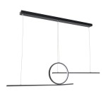 GloboStar® TEREZA 61288 Κρεμαστό Φωτιστικό Οροφής Design LED CCT 67W 7504lm 300° AC 220-240V - Εναλλαγή Φωτισμού μέσω Τηλεχειριστηρίου All In One Ψυχρό 6000k+Φυσικό 4500k+Θερμό 2700K Dimmable Μ110 x Π4.5 x Υ34cm - Μαύρο - 3 Χρόνια Εγγύηση