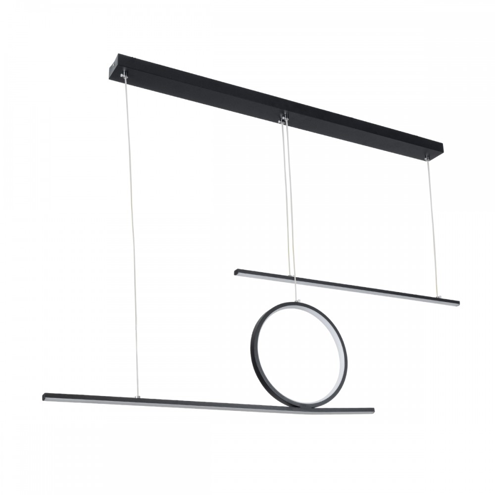 GloboStar® TEREZA 61288 Κρεμαστό Φωτιστικό Οροφής Design LED CCT 67W 7504lm 300° AC 220-240V - Εναλλαγή Φωτισμού μέσω Τηλεχειριστηρίου All In One Ψυχρό 6000k+Φυσικό 4500k+Θερμό 2700K Dimmable Μ110 x Π4.5 x Υ34cm - Μαύρο - 3 Χρόνια Εγγύηση