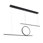 GloboStar® TEREZA 61288 Κρεμαστό Φωτιστικό Οροφής Design LED CCT 67W 7504lm 300° AC 220-240V - Εναλλαγή Φωτισμού μέσω Τηλεχειριστηρίου All In One Ψυχρό 6000k+Φυσικό 4500k+Θερμό 2700K Dimmable Μ110 x Π4.5 x Υ34cm - Μαύρο - 3 Χρόνια Εγγύηση